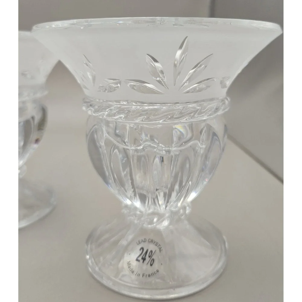 2 VTG Crystal Candle Holders 24% Lead‎ 